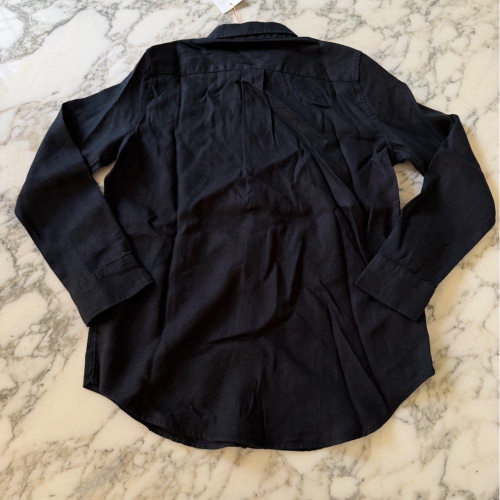 NWT Quince Black 100% European Linen Long Sleeve Button Up Shirt Sz XS - Picture 6 of 6